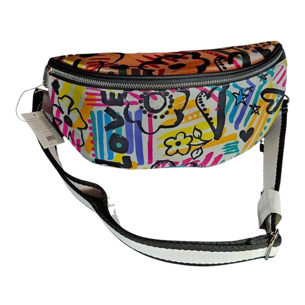 Brighton Graffiti Love Multi-color White One Size Crossbody Belt Bag